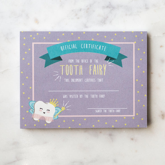 Official Tooth Fairy Certificate